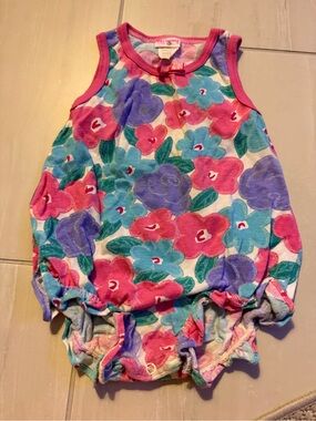 Vintage 90s Carters Girls Sleeveless One Piece Floral 24 Months Made In USA